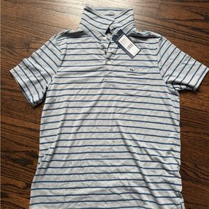 Boys Striped Polo Shirt - Blue and Gray
